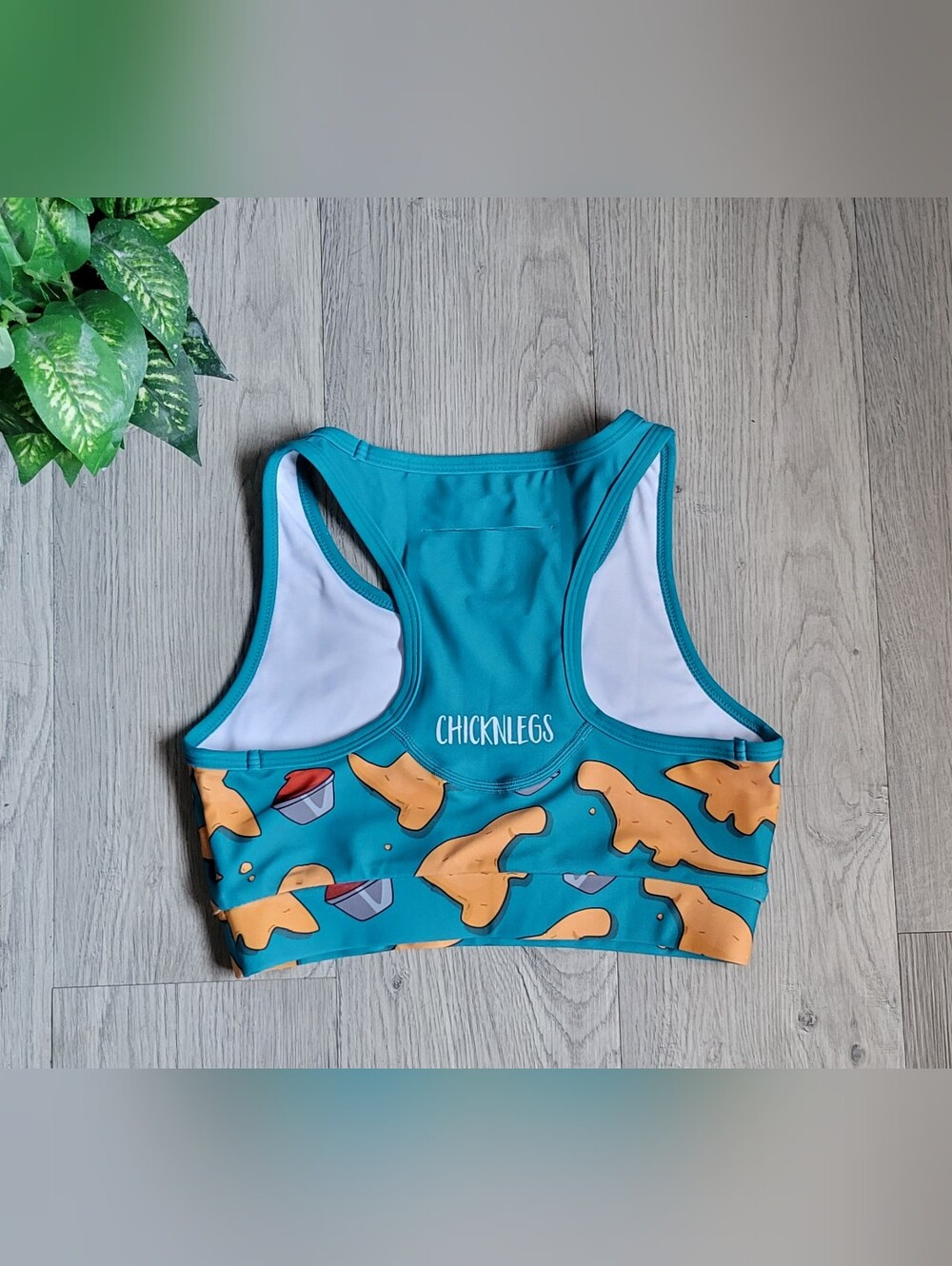 Chicknlegs Nuggets OG Teal & Brown Racerback Sports Bra, Women's Small - Picture 10 of 13